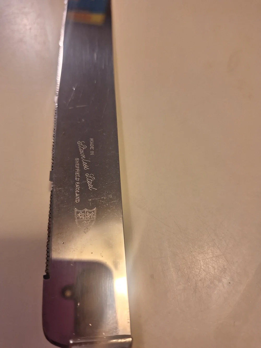 Sheffield England Stainless Cake Pie Bread Knife Floral Ceramic Porcelain Handle